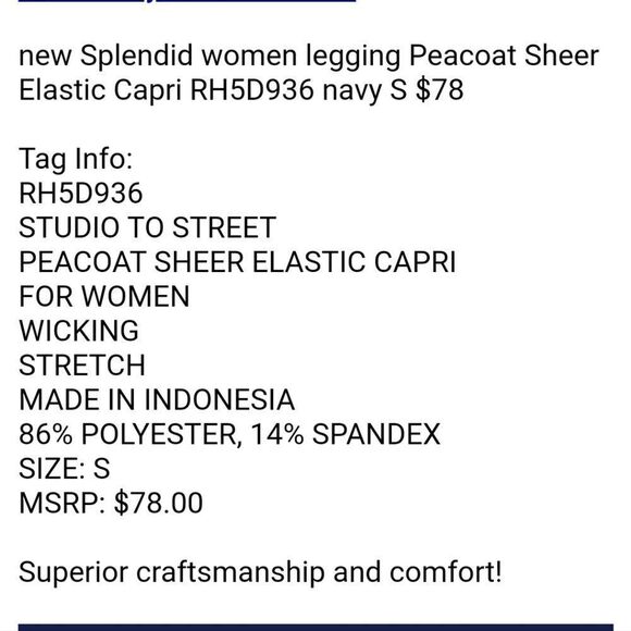 NWT Splendid Leggings Peacock Sheer Active wear - Picture 11 of 14